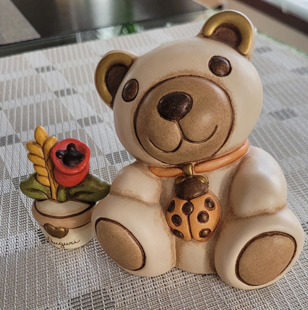 THUN- Adorable Bear Figurine with Ladybug